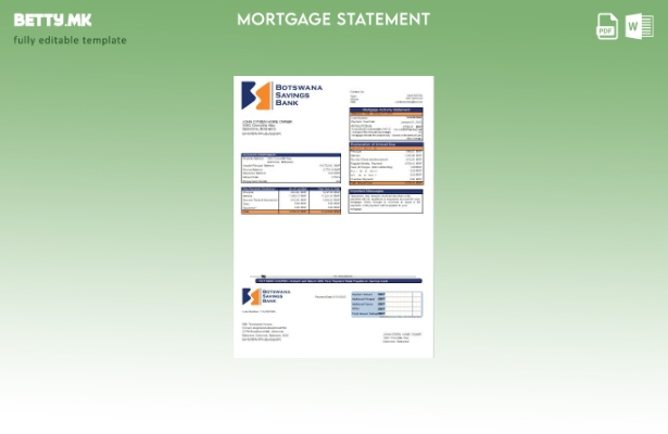 Модерен стил Шаблон за извод за хипотека на штедилницата во Боцвана